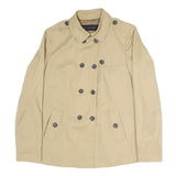 ZARA Womens Beige Button Jacket M Polyester Blend Plain Stylish Casual