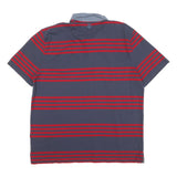 TOMMY HILFIGER Mens Blue & Red Striped Short Sleeve Polo Shirt XL Cotton Blend