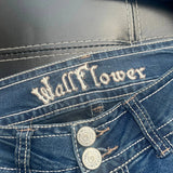 Wall Flower Embroidered Jeans - 32W UK 10 Blue Cotton