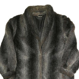 Womens Black Faux Fur Button Jacket L Polyester Blend Soft Plush Outerwear