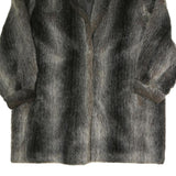 Womens Black Faux Fur Button Jacket L Polyester Blend Soft Plush Outerwear
