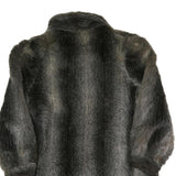 Womens Black Faux Fur Button Jacket L Polyester Blend Soft Plush Outerwear