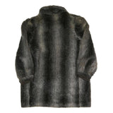Womens Black Faux Fur Button Jacket L Polyester Blend Soft Plush Outerwear