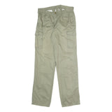 Mens Cotton Blend Beige Regular Straight Leg Trousers W31 L33 Casual Utility Zip