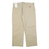 DICKIES Womens Relaxed Beige Cotton Blend Zip Trousers W38 L28 Workwear
