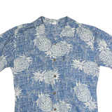 PALM WAVE HAWAII Mens Blue & White Pineapple Print Hawaiian Shirt L Cotton