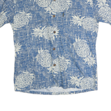 PALM WAVE HAWAII Mens Blue & White Pineapple Print Hawaiian Shirt L Cotton