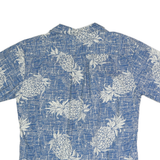 PALM WAVE HAWAII Mens Blue & White Pineapple Print Hawaiian Shirt L Cotton