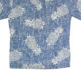 PALM WAVE HAWAII Mens Blue & White Pineapple Print Hawaiian Shirt L Cotton