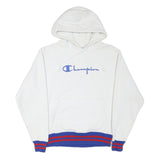 CHAMPION Mens White Blue & Red Hoodie M Cotton Blend Classic Pullover
