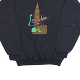 Womens Black London Embroidered Crew Neck Sweatshirt M Cotton Blend Comfortable