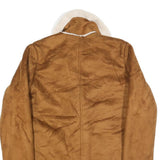 WILD FABLE Womens Brown & Cream Faux Shearling Button Jacket S Polyester Sherpa