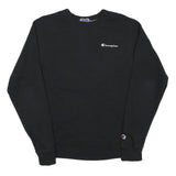 CHAMPION Mens Black Cotton Blend Crew Neck Sweatshirt S Logo Embroidered