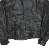 GENUINE LEATHER Womens Black Leather Jacket L Bomber Zip Pockets Classic Style