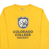 CHAMPION Mens Yellow Colorado College Hockey Graphic Long Sleeve Crew Neck