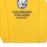 CHAMPION Mens Yellow Colorado College Hockey Graphic Long Sleeve Crew Neck