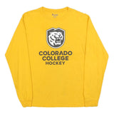 CHAMPION Mens Yellow Colorado College Hockey Graphic Long Sleeve Crew Neck