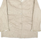 NOVELTI Womens Beige Polyester Button Jacket L Faux Fur Lined Winter Outerwear