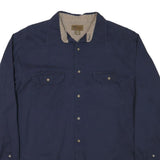 FADED GLORY Mens Navy Blue Cotton Blend Casual Shirt L Long Sleeve Button