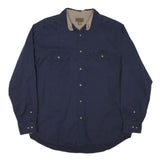 FADED GLORY Mens Navy Blue Cotton Blend Casual Shirt L Long Sleeve Button