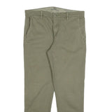 LEVI'S Mens Cotton Blend Khaki Slim Straight Trousers W34 L29 Casual Zip Closure