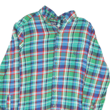 CHAPS Mens Green & Blue Checked Shirt M Casual Cotton Blend Button-Down Collared