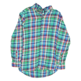 CHAPS Mens Green & Blue Checked Shirt M Casual Cotton Blend Button-Down Collared