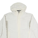 TIMBERLAND Mens White & Light Grey Zip Jacket L Polyester Blend Outdoor Hooded