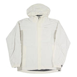TIMBERLAND Mens White & Light Grey Zip Jacket L Polyester Blend Outdoor Hooded