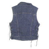 DKNY Womens Blue Denim Jacket S Cotton Button Sleeveless Lace-Up Side Detail