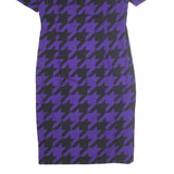 ESCADA Womens Purple & Black Cotton Blend Bodycon Woven Houndstooth Midi Dress M