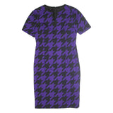 ESCADA Womens Purple & Black Cotton Blend Bodycon Woven Houndstooth Midi Dress M