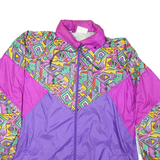 Womens Purple & Multicolour Abstract Pattern Nylon Zip Jacket M Lightweight