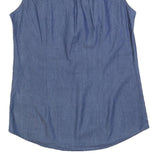 LEE Womens Blue Sleeveless V-Neck Cotton Blend Top L Casual Summer Style