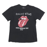 THE ROLLING STONES Mens Black North American Tour 1975 Graphic T-Shirt M Short