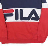 FILA Womens Blue & Red Cotton Blend Crew Neck Sweatshirt S Logo Print