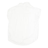 GAP Womens White Basic Cap Sleeve Collared Shirt XXS Casual Cotton Blend