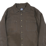 POLAR KING Mens Brown Cotton Blend Button Jacket XL Workwear Casual Shirt