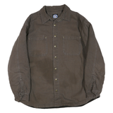 POLAR KING Mens Brown Cotton Blend Button Jacket XL Workwear Casual Shirt