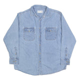 CHEROKEE Mens Blue Denim Shirt M Button Pocket Casual Workwear Long Sleeve
