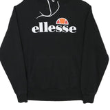 ELLESSE Womens Black Hoodie UK 14 Cotton Blend Pullover Sweatshirt