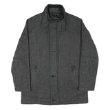 BUGATTI Mens Grey Wool Blend Jacket L Herringbone Classic Zip Pockets