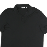 CALVIN KLEIN Mens Black Short Sleeve Plain Polo Shirt L Cotton Casual