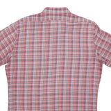 Mens Red Plaid Cotton Blend Shirt M Short Sleeve Button Pocket Casual
