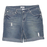 BLUE CRUSH Womens Denim Blue Casual Shorts L W31 Distressed Rolled Hem