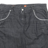 BOSS HUGO BOSS Womens Black Denim Mini Cotton Skirt UK 12 Stylish Casual