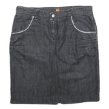 BOSS HUGO BOSS Womens Black Denim Mini Cotton Skirt UK 12 Stylish Casual