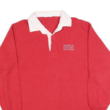 Mens Red & White University Of Calgary Long Sleeve Polo Shirt L Cotton Blend