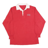 Mens Red & White University Of Calgary Long Sleeve Polo Shirt L Cotton Blend