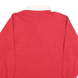 Mens Red & White University Of Calgary Long Sleeve Polo Shirt L Cotton Blend